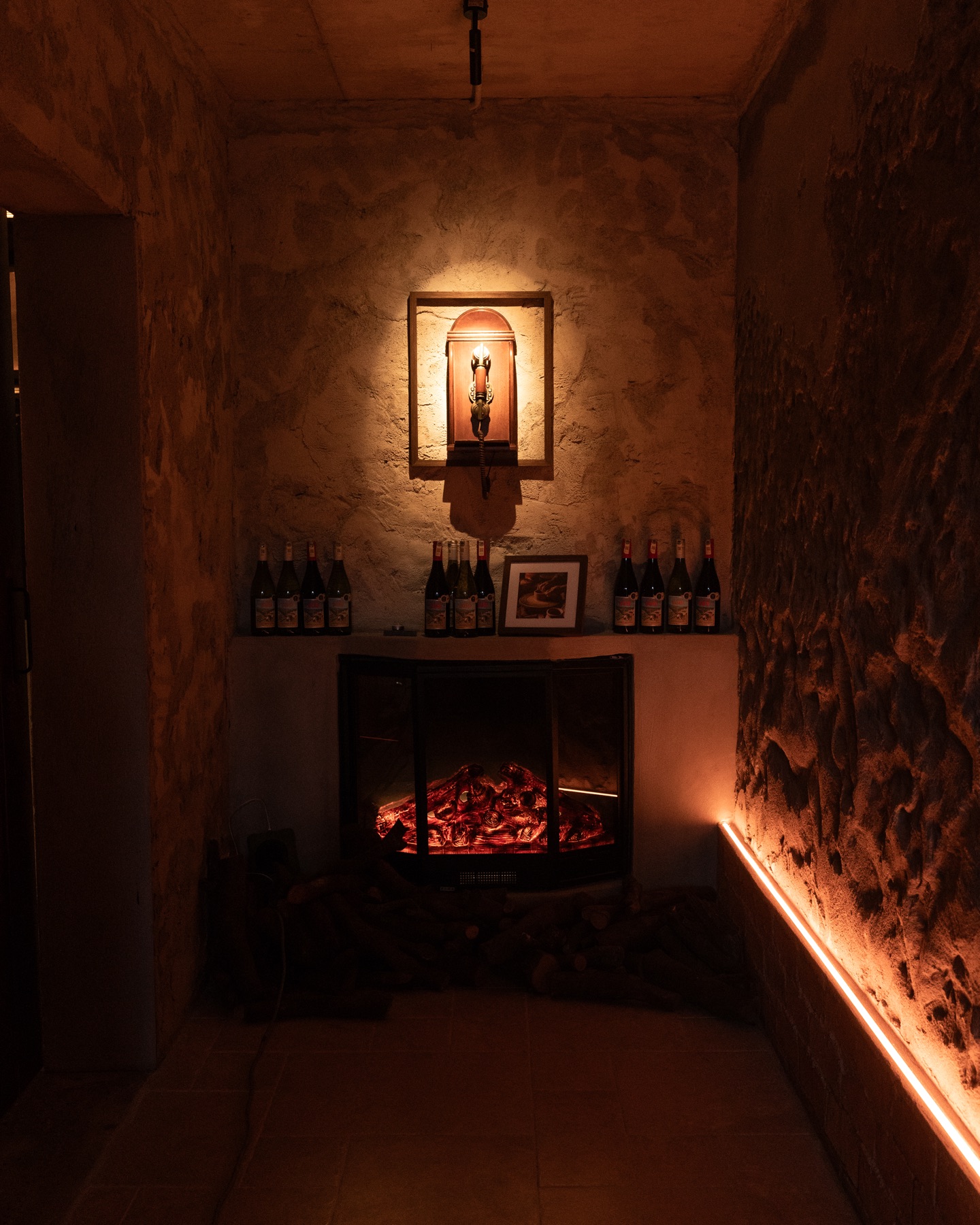 The warmly lit fire tunnel at Bella and Georgy
